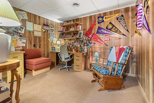 1334 W Cloverdale Dr, Appleton, WI 54914 - office area with wood walls and carpet