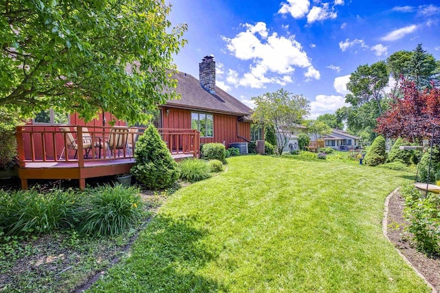 1334 W Cloverdale Dr, Appleton, WI 54914 - view of green lawn featuring a deck
