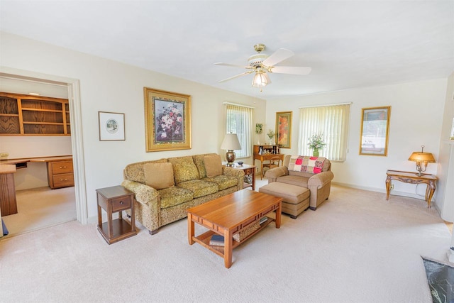 2278 S Riverside Dr, Beloit, WI 53511 - living area with light carpet, a ceiling fan, and an office area