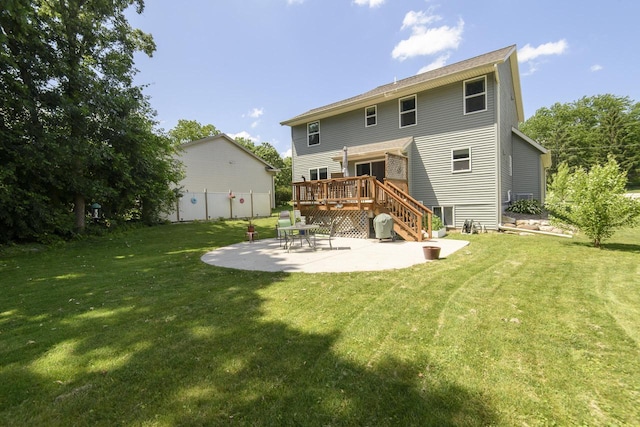 2335 Macarthur Rd, Waukesha, WI 53188 - rear view of house featuring a deck, a patio, and stairs