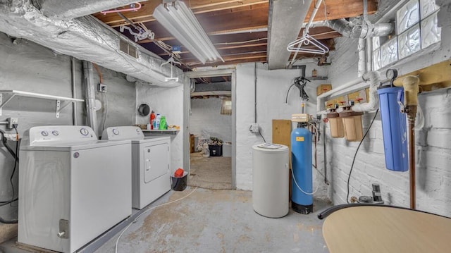 1345 Annie Ct, Sheboygan, WI 53083 - unfinished below grade area featuring a water softener system and washing machine and dryer