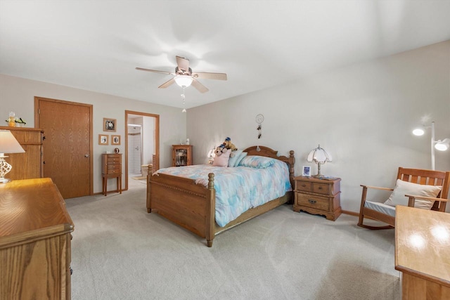 10724 S Christina Ct, Oak Creek, WI 53154 - bedroom with light colored carpet and a ceiling fan