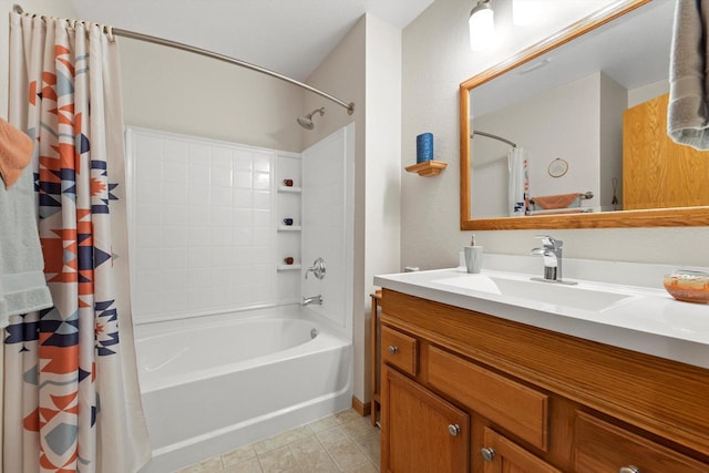 10724 S Christina Ct, Oak Creek, WI 53154 - full bathroom featuring shower / bathtub combination with curtain, vanity, and tile patterned flooring