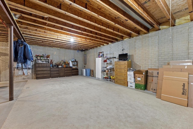 10724 S Christina Ct, Oak Creek, WI 53154 - unfinished basement with brick wall, carpet, and electric panel