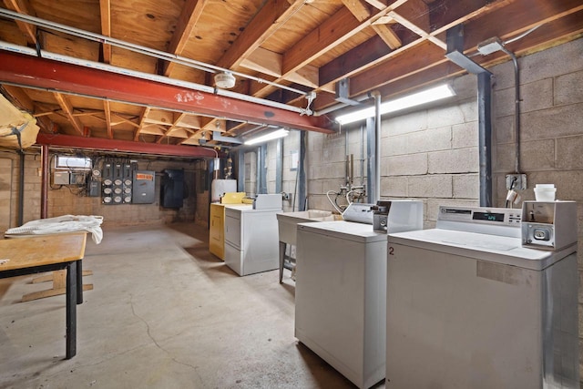 9015 N 96th St, Milwaukee, WI 53224 - unfinished below grade area with washer and clothes dryer and electric panel