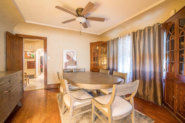 6222 W Locust St Unit 6224, Milwaukee, WI 53210 - dining room featuring hardwood / wood-style flooring, a ceiling fan, and ornamental molding