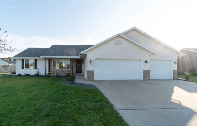 W5353 Amy Ave, Appleton, WI 54915 - ranch-style home with a garage, driveway, a front yard, and a shingled roof