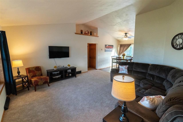 W5353 Amy Ave, Appleton, WI 54915 - carpeted living room featuring lofted ceiling and ceiling fan