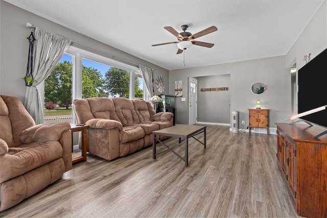 2015 E College Ave, Appleton, WI 54915 - living room with ceiling fan and light wood finished floors
