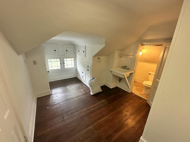 211 N Main St, Viola, WI 54664 - additional living space featuring dark wood-style floors and lofted ceiling