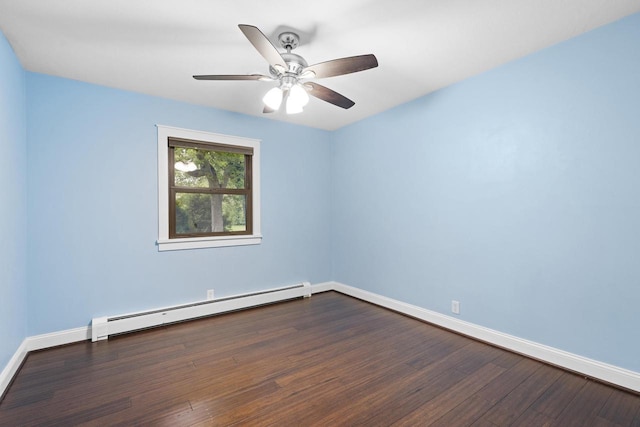 4350 S US Highway 45, Oshkosh, WI 54902 - unfurnished room featuring baseboard heating, dark wood-style floors, and ceiling fan