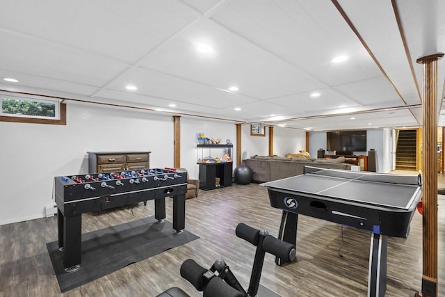 4350 S US Highway 45, Oshkosh, WI 54902 - recreation room featuring wood finished floors and recessed lighting