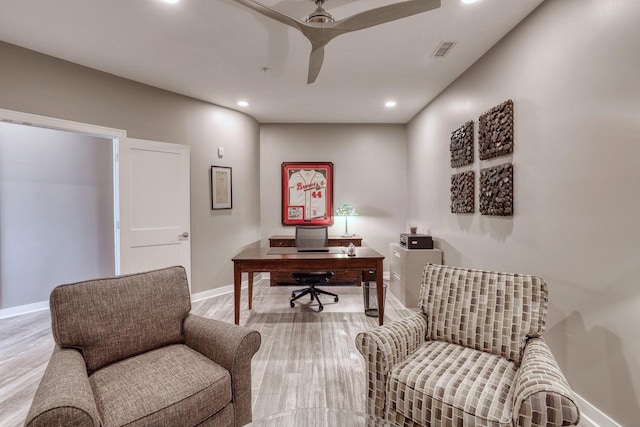 215 E Pleasant St Unit 304, Oconomowoc, WI 53066 - office space with a ceiling fan, recessed lighting, and light wood-type flooring