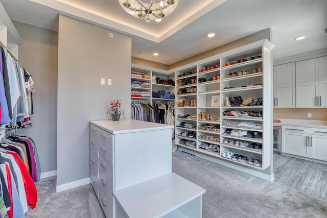 215 E Pleasant St Unit 304, Oconomowoc, WI 53066 - spacious closet featuring light colored carpet, a chandelier, and beverage cooler