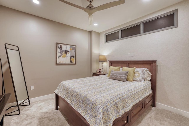 215 E Pleasant St Unit 304, Oconomowoc, WI 53066 - bedroom featuring light colored carpet, recessed lighting, and a ceiling fan
