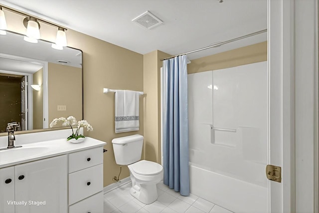 2855 River Birch Dr Unit D, Brookfield, WI 53045 - full bathroom with vanity, tile patterned flooring, and shower / tub combo with curtain