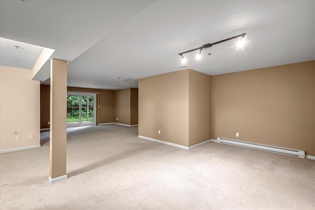 2855 River Birch Dr Unit D, Brookfield, WI 53045 - unfurnished room with a baseboard radiator, light carpet, and track lighting