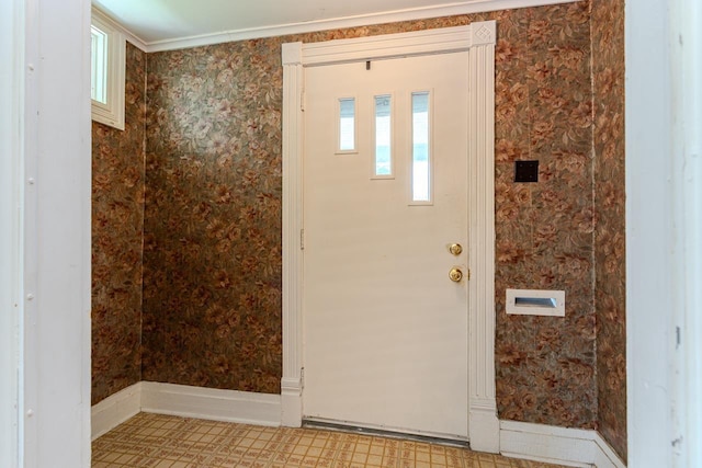 305 N Center Ave, Merrill, WI 54452 - entrance foyer with healthy amount of natural light, light floors, and wallpapered walls