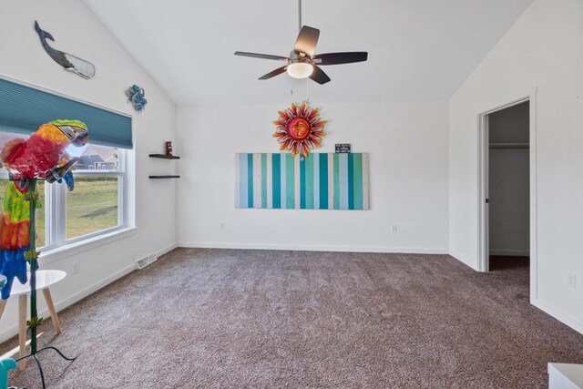 1451 Whalen Dr, Oconomowoc, WI 53066 - carpeted empty room with ceiling fan and lofted ceiling