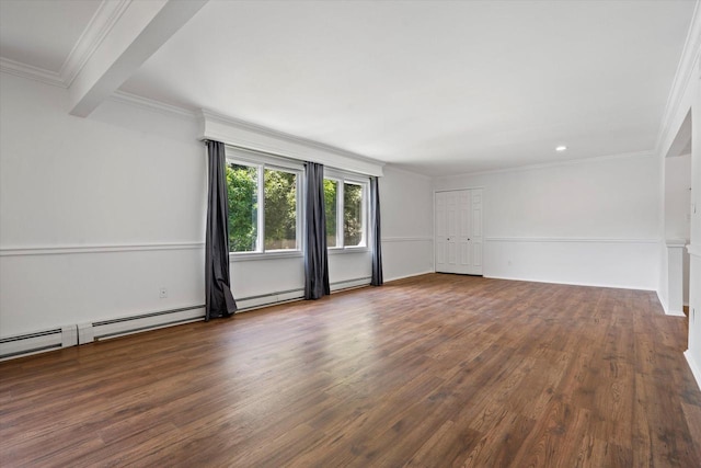 1152 Pilgrim Pkwy, Elm Grove, WI 53122 - spare room with wood finished floors, ornamental molding, a baseboard heating unit, and recessed lighting
