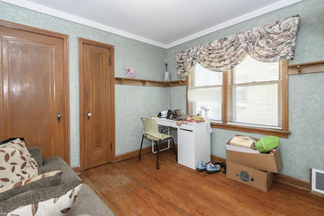 3940 N 64th St, Milwaukee, WI 53216 - office area with wood finished floors and ornamental molding