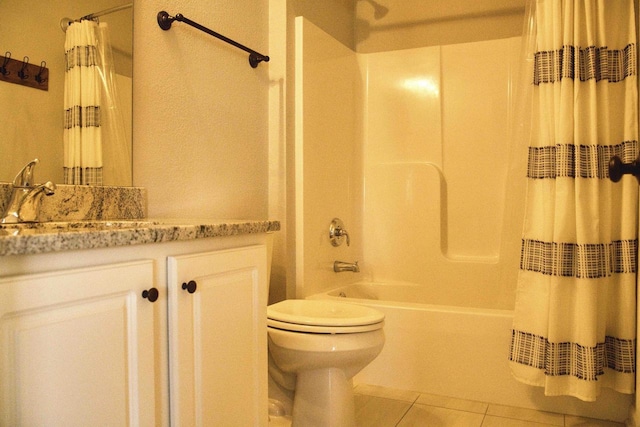 W195N5814 Deer Park Ct, Menomonee Falls, WI 53051 - bathroom featuring vanity, shower / bath combination with curtain, and tile patterned flooring