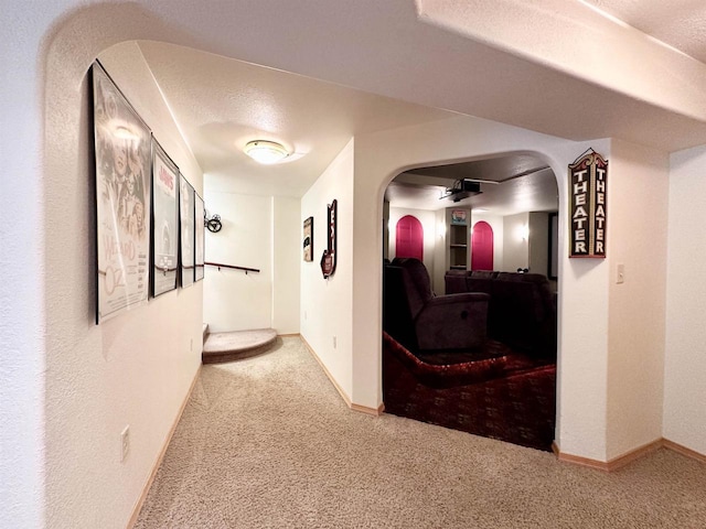 N6448 Neva Lake Rd, Deerbrook, WI 54424 - hall with arched walkways and carpet flooring