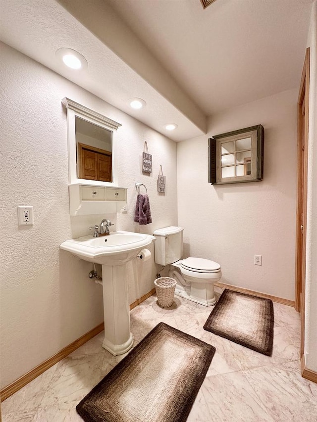 N6448 Neva Lake Rd, Deerbrook, WI 54424 - half bath with marble finish flooring and recessed lighting