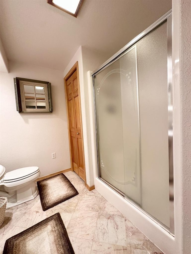 N6448 Neva Lake Rd, Deerbrook, WI 54424 - bathroom with a shower stall and marble finish floors