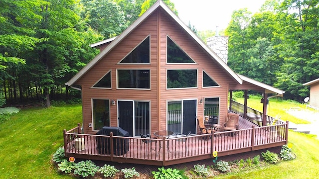 N6448 Neva Lake Rd, Deerbrook, WI 54424 - back of house with a yard and a deck