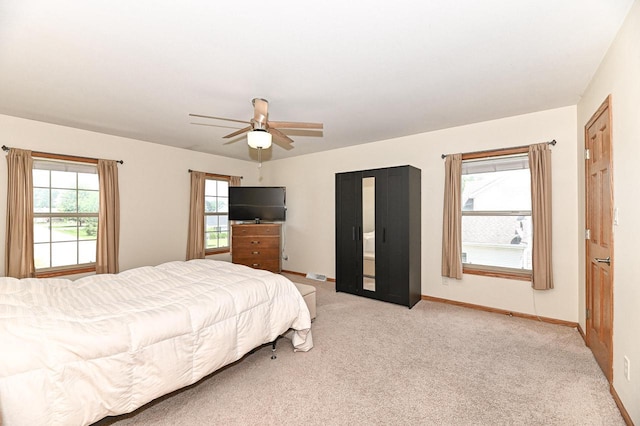 2191 W Hope Ln, Oak Creek, WI 53154 - bedroom with light carpet and ceiling fan