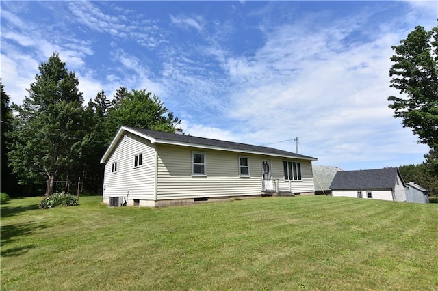 15754 County Highway M, New Auburn, WI 54757 - view of front of home with a front lawn, an outdoor structure, and crawl space