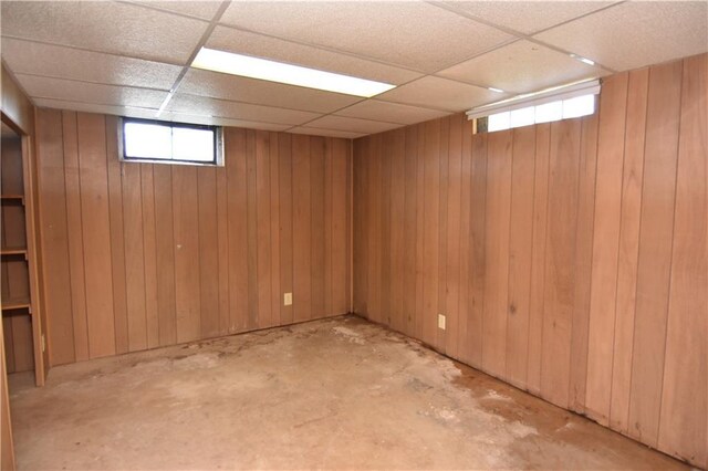 15754 County Highway M, New Auburn, WI 54757 - basement with healthy amount of natural light, wood walls, and a paneled ceiling