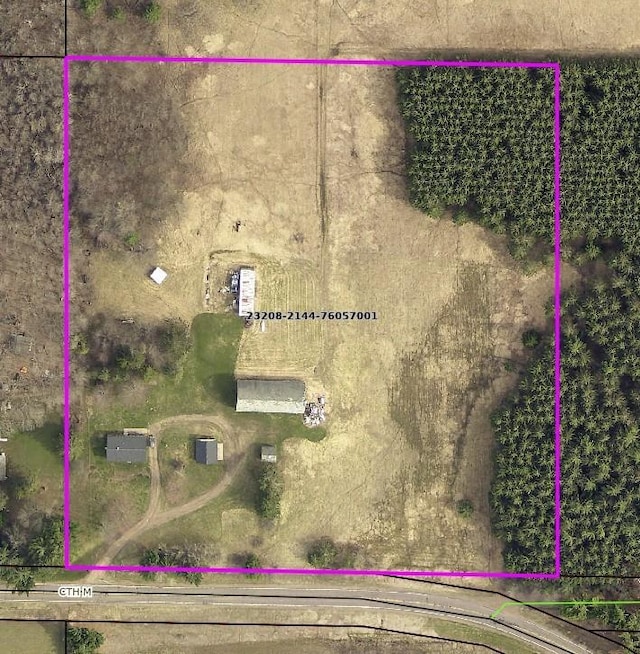 15754 County Highway M, New Auburn, WI 54757 - aerial overview of property's location with property parcel outlined