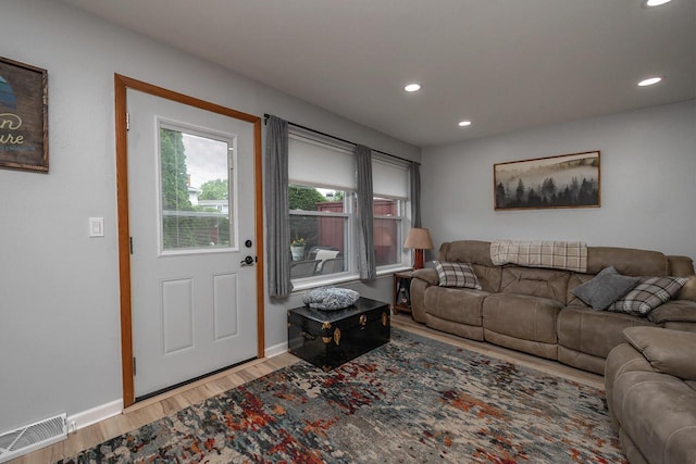 1363 Josephine St Unit E, Waukesha, WI 53186 - living area featuring wood finished floors and recessed lighting