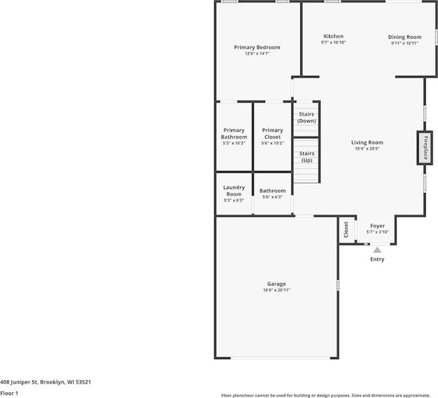 408 Juniper St, Brooklyn, WI 53521 - view of property floor plan