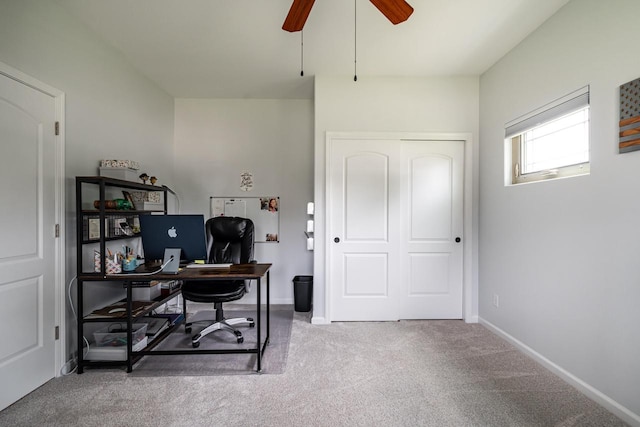 1255 Winterberry Rd, Oconomowoc, WI 53066 - home office with a ceiling fan and carpet