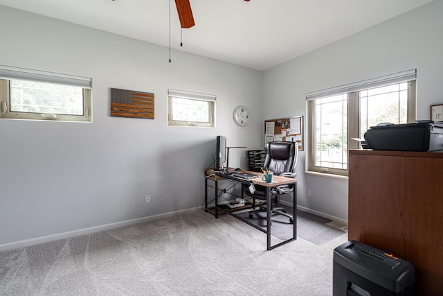 1255 Winterberry Rd, Oconomowoc, WI 53066 - office space featuring ceiling fan, plenty of natural light, and light carpet