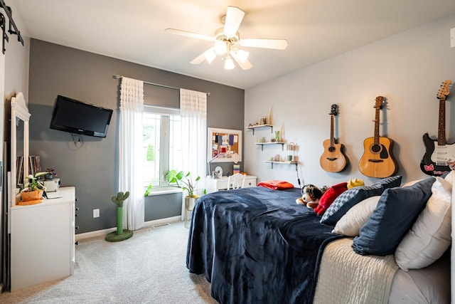 1255 Winterberry Rd, Oconomowoc, WI 53066 - bedroom featuring light carpet and ceiling fan