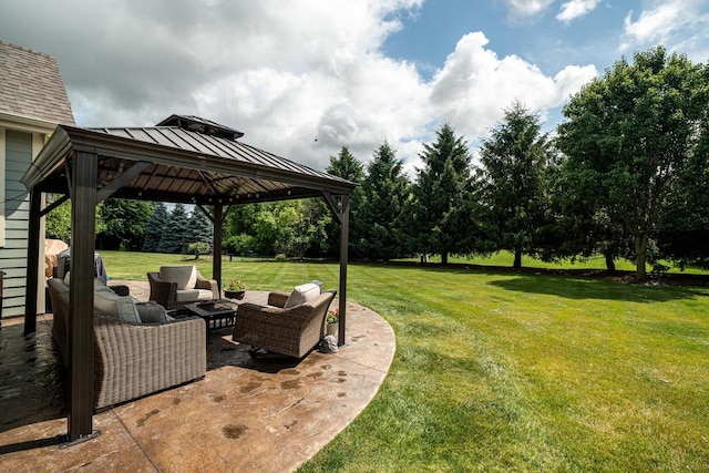 1255 Winterberry Rd, Oconomowoc, WI 53066 - view of grassy yard with a gazebo, outdoor lounge area, and a patio