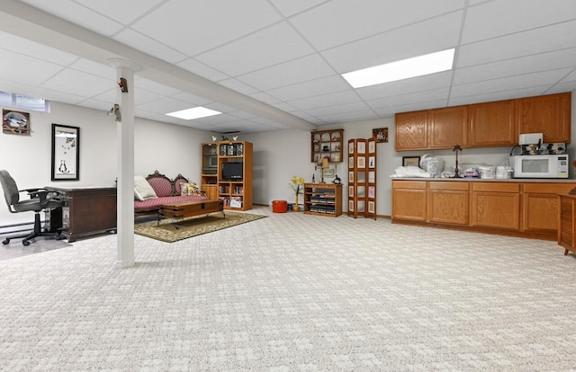 W203N16149 Pin Oak Cir, Jackson, WI 53037 - living room featuring a paneled ceiling, light carpet, and an office area