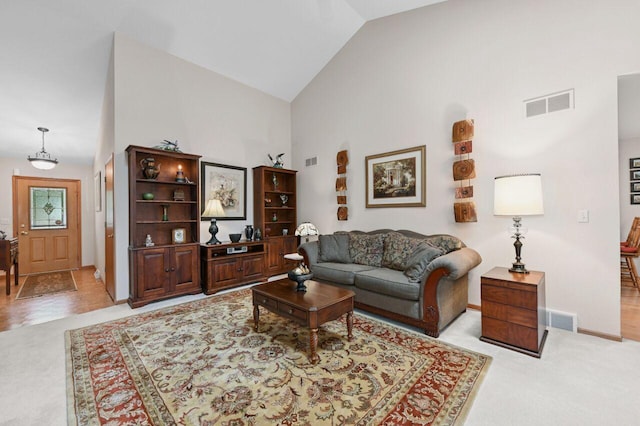 W203N16149 Pin Oak Cir, Jackson, WI 53037 - living area with light colored carpet and high vaulted ceiling