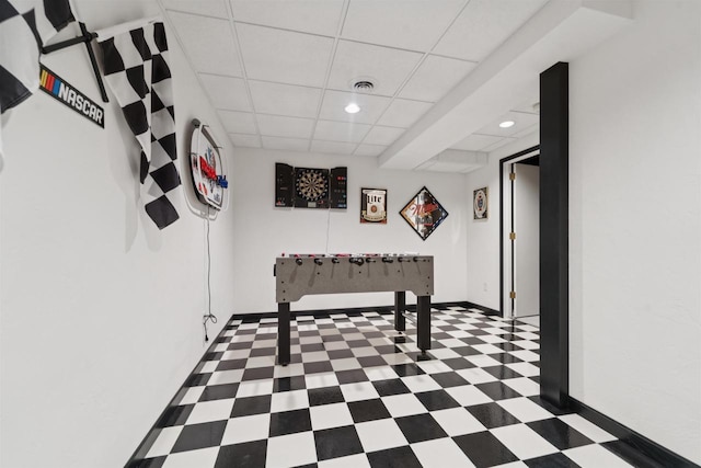 330 W Florida Ave, Appleton, WI 54911 - recreation room with recessed lighting, tile patterned floors, and a drop ceiling