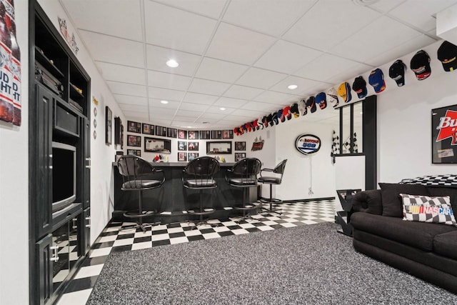 330 W Florida Ave, Appleton, WI 54911 - interior space with a drop ceiling, tile patterned floors, recessed lighting, and a dry bar