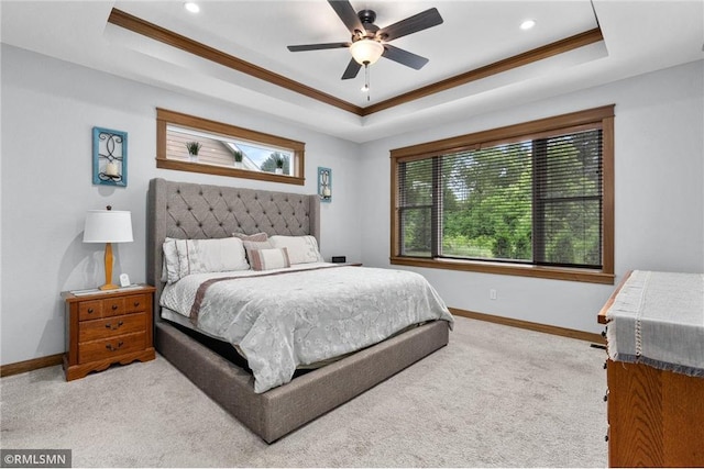 3735 Crest Ridge Ct, Eau Claire, WI 54701 - bedroom featuring a raised ceiling, multiple windows, ornamental molding, and recessed lighting