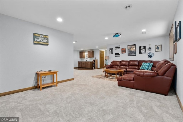 3735 Crest Ridge Ct, Eau Claire, WI 54701 - living room featuring light carpet and recessed lighting