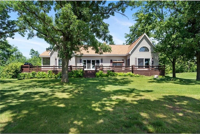 2282 71st St, Luck, WI 54853 - back of house with a deck and a lawn