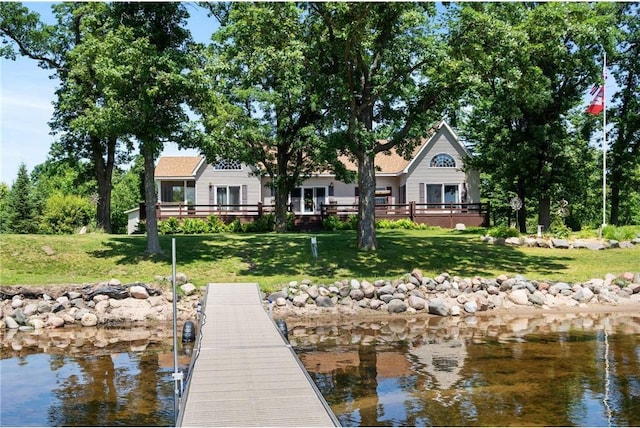 2282 71st St, Luck, WI 54853 - dock with a lawn and a deck with water view