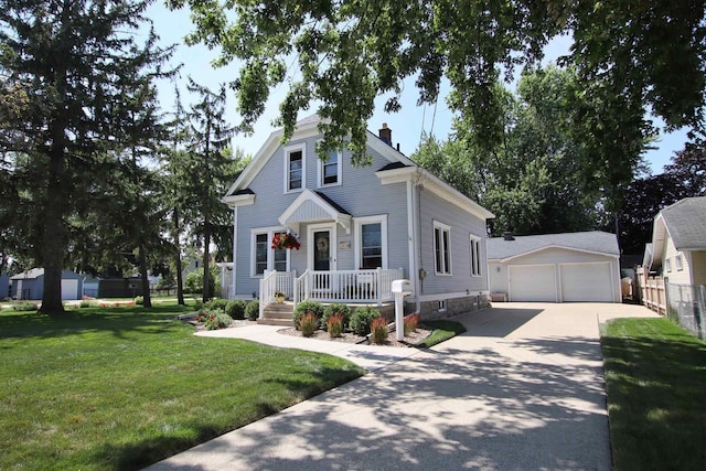 1515 Rugby St, Oshkosh, WI 54902 - view of front facade featuring a chimney, an outbuilding, and a detached garage