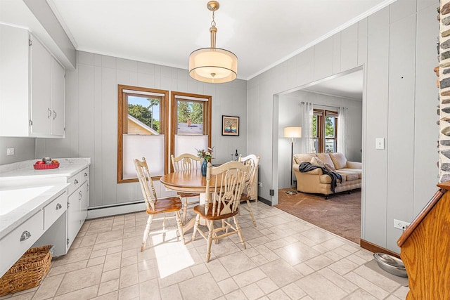 1515 Rugby St, Oshkosh, WI 54902 - dining space with ornamental molding and baseboard heating